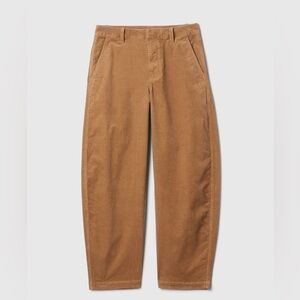 High rise corduroy tapered ankle trousers / barrel fit.
